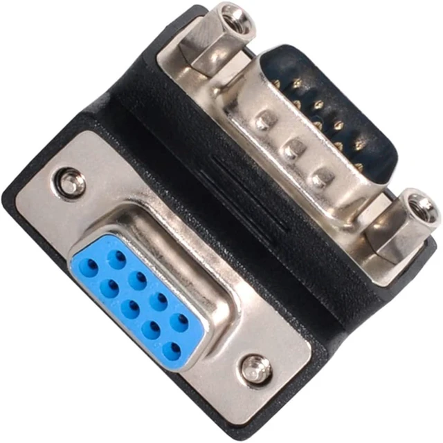 Main image of cablecc 90 Degree Down Angled DB9P Male to Female D-Sub RS232 9Pin Extension Adapter