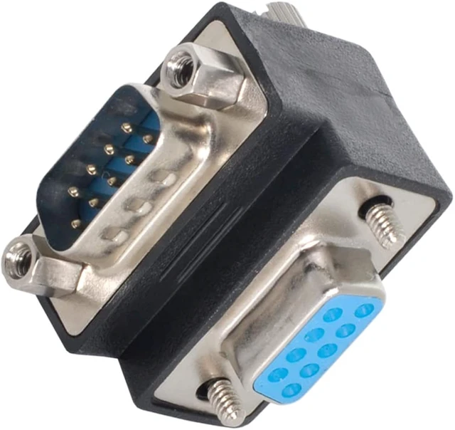 Alt view image 7 of 7 - cablecc 90 Degree Down Angled DB9P Male to Female D-Sub RS232 9Pin Extension Adapter