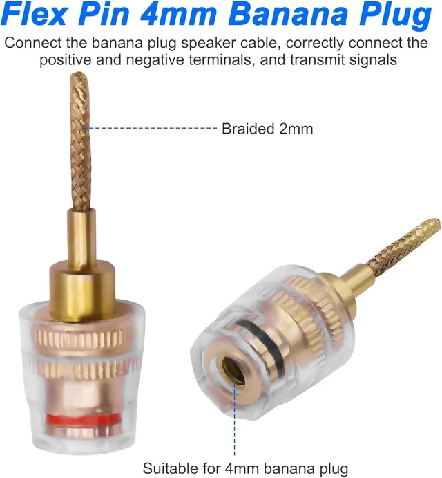 Alt view image 4 of 7 - XMSJSIY Flex Pin Banana Plug 4mm Female to Braided 2mm Connector- 2 Pairs