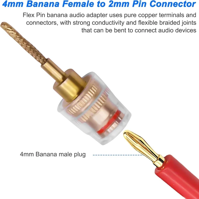 Alt view image 5 of 7 - XMSJSIY Flex Pin Banana Plug 4mm Female to Braided 2mm Connector- 2 Pairs