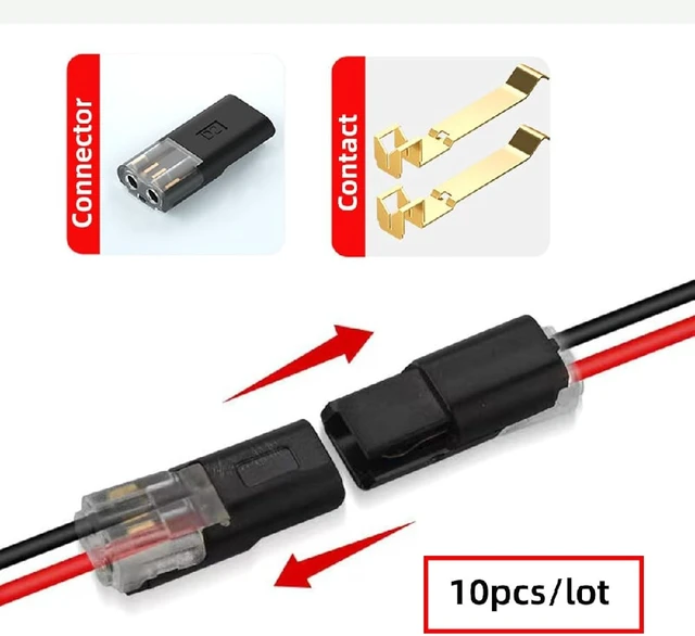 Alt view image 6 of 7 - cablecc 10PCS D2 Solderless Pluggable Quick Connect Terminal Dual Wire Plug Connector with Locking Buckle Compatible with Led Light Strip Connectors 2Pin 18-22AWG