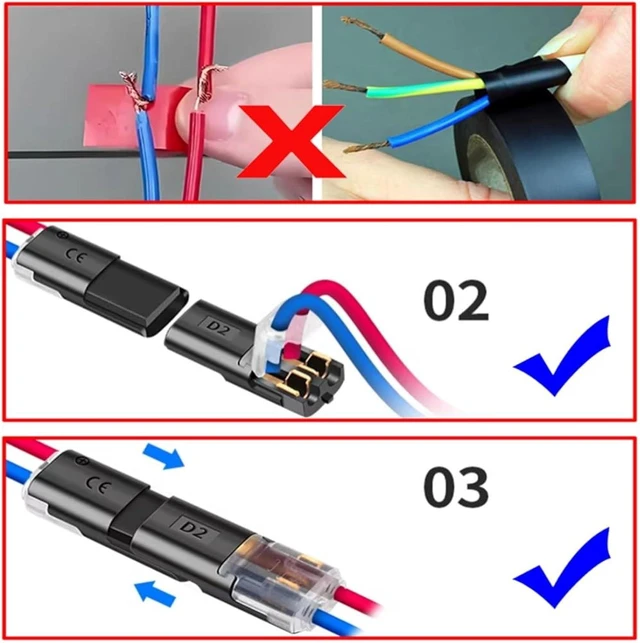 Alt view image 7 of 7 - chenyang 10 Pack Dual Wire Solderless Adapter,Tool-Free Solderless Cable Quick Extension Terminal Adapter for 18-22AWG LED Strip