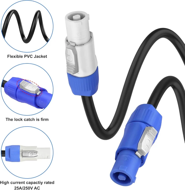 Alt view image 4 of 7 - XMSJSIY PowerCon Input to Output 14 AWG 3 Pin AC Power Extension Cable