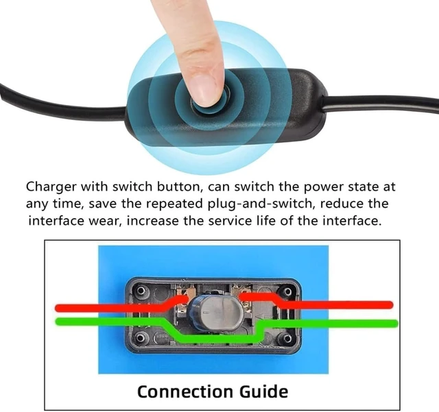 Alt view image 3 of 7 - chenyang Inline Cord Switch, AC 250V 2A Single Way On/Off Power Switch Button Lamp Control Appliance Switch Rocker Black for Table lamp/Mirror lamp/Wall lamp/Fan