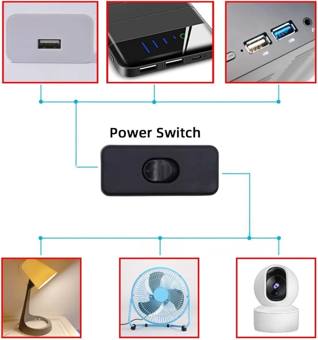 Alt view image 5 of 7 - chenyang Inline Cord Switch, AC 250V 2A Single Way On/Off Power Switch Button Lamp Control Appliance Switch Rocker Black for Table lamp/Mirror lamp/Wall lamp/Fan