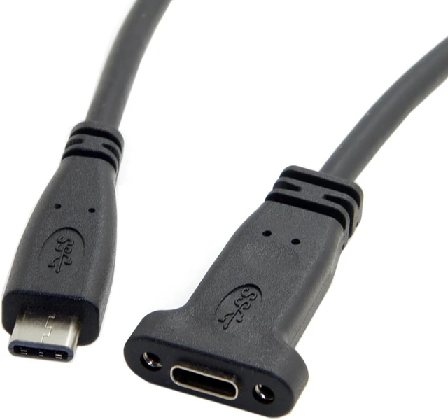 Alt view image 2 of 7 - cablecc USB-C USB 3.1 Type C Male to Female Extension Data Cable with Panel Mount Screw Hole