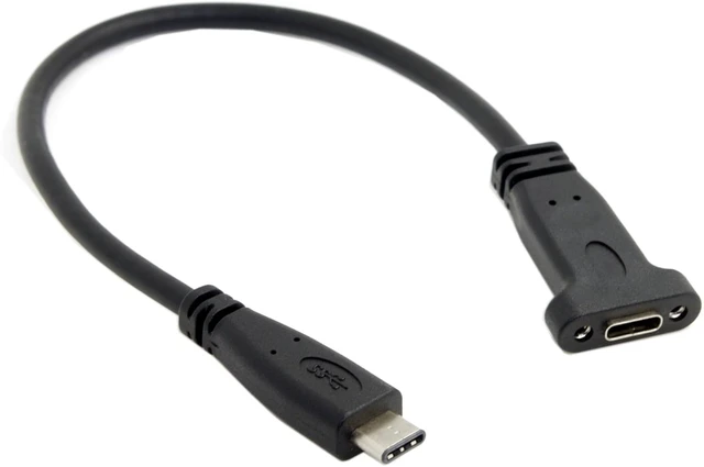 Alt view image 5 of 7 - cablecc USB-C USB 3.1 Type C Male to Female Extension Data Cable with Panel Mount Screw Hole