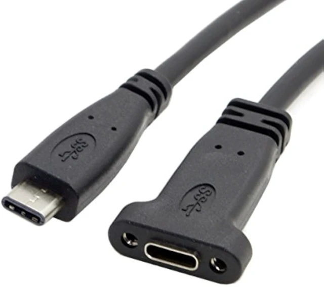Alt view image 7 of 7 - cablecc USB-C USB 3.1 Type C Male to Female Extension Data Cable with Panel Mount Screw Hole