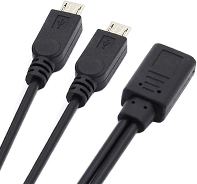 Main image of cablecc DC 5V Type-C USB-C Female to 5Pin Dual Micro USB Male Splitter Extension Charge 32AWG Cable