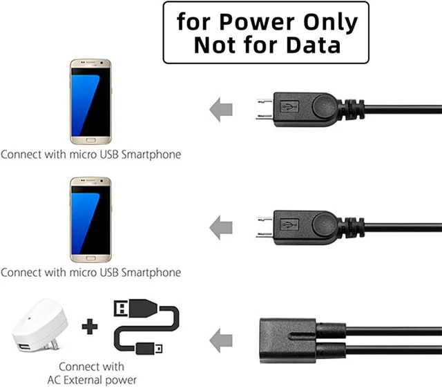 Alt view image 5 of 7 - cablecc DC 5V Type-C USB-C Female to 5Pin Dual Micro USB Male Splitter Extension Charge 32AWG Cable