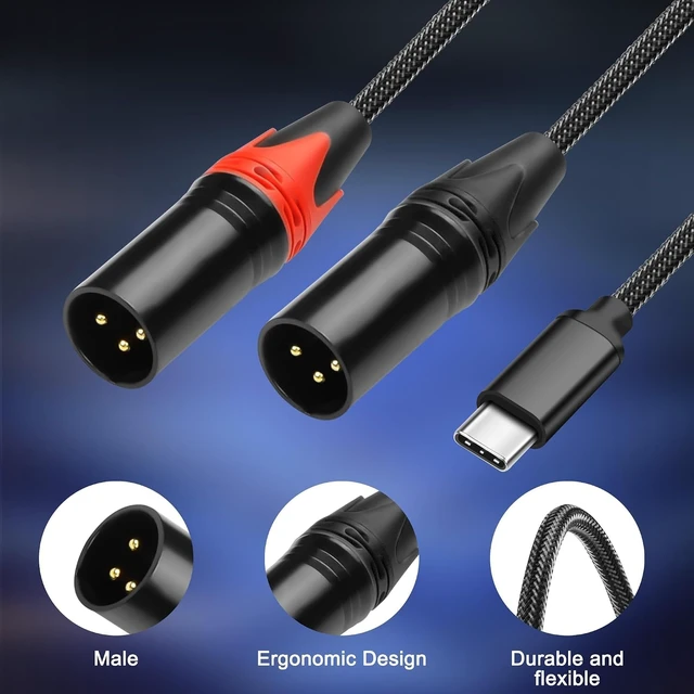Alt view image 4 of 7 - XMSJSIY USB C to Dual XLR Microphone Cable Type C Male to XLR Male Stereo