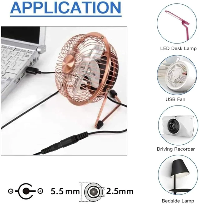 Alt view image 5 of 7 - chenyang 3.28FT USB C to DC 5V 5.5x2.5mm Power Charge Cable with 5.1K Resistor for USB Fan/LED Desk/Bedside Lamp/Driving Recorder