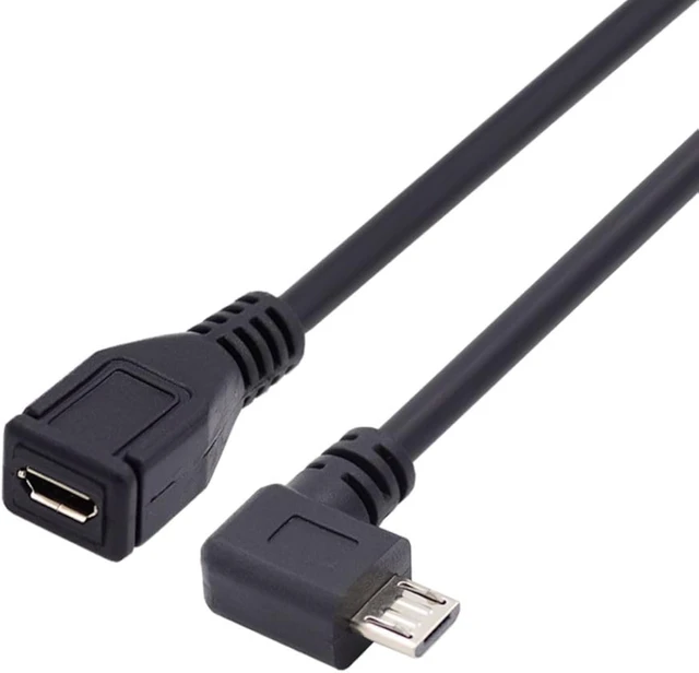Alt view image 2 of 7 - chenyang CY Micro USB 2.0 Male to Micro USB 2.0 Female Extension Cable Left & Right 90 Degree Angled Full Pin Connected 0.5M