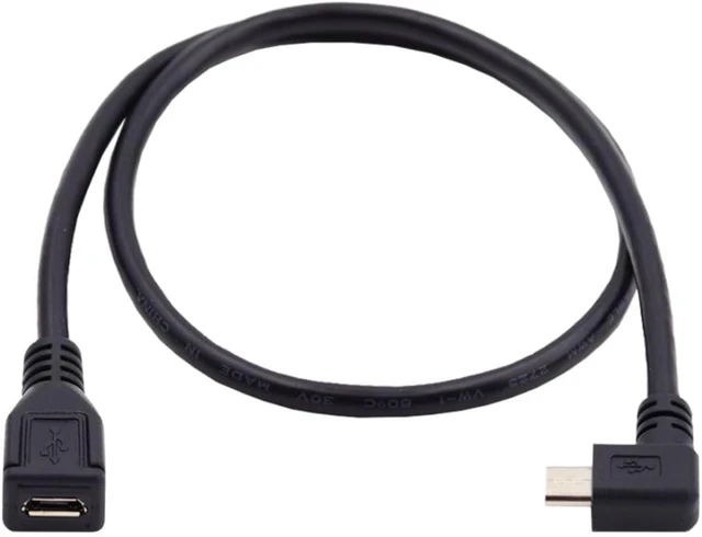 Alt view image 3 of 7 - chenyang CY Micro USB 2.0 Male to Micro USB 2.0 Female Extension Cable Left & Right 90 Degree Angled Full Pin Connected 0.5M