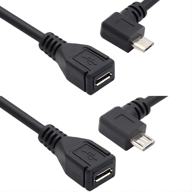 Main image of chenyang CY Micro USB 2.0 Male to Micro USB 2.0 Female Extension Cable Left & Right 90 Degree Angled Full Pin Connected 0.5M