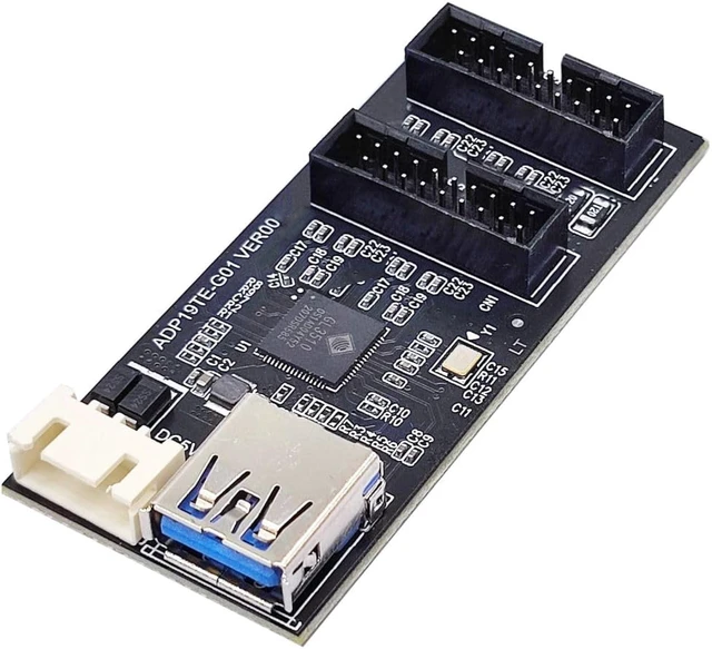 Main image of Chenyang USB 3.0 19/20Pin 1 to 2 USB 3.0 19/20Pin HUB Port Multiplier PCBA Adapter with SATA Power Cable
