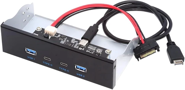 Main image of ChenYang 4 Ports USB 3.1 Type E Front Panel Header to 2 USB 3.0 2 USB C Hub Port Multiplier Adapter with SATA Power Cable for 5.25 Inch Optical Drive Bay Panel
