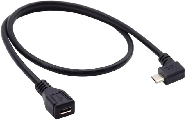 Alt view image 4 of 7 - chenyang CY Micro USB 2.0 Male to Micro USB 2.0 Female Extension Cable Left & Right 90 Degree Angled Full Pin Connected 0.5M