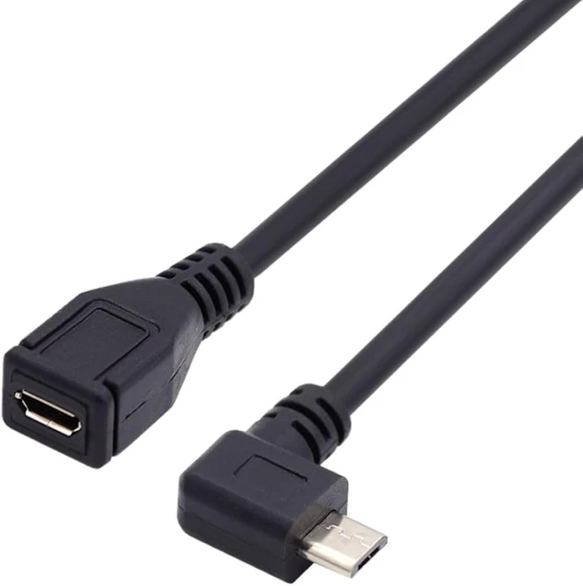 Alt view image 5 of 7 - chenyang CY Micro USB 2.0 Male to Micro USB 2.0 Female Extension Cable Left & Right 90 Degree Angled Full Pin Connected 0.5M