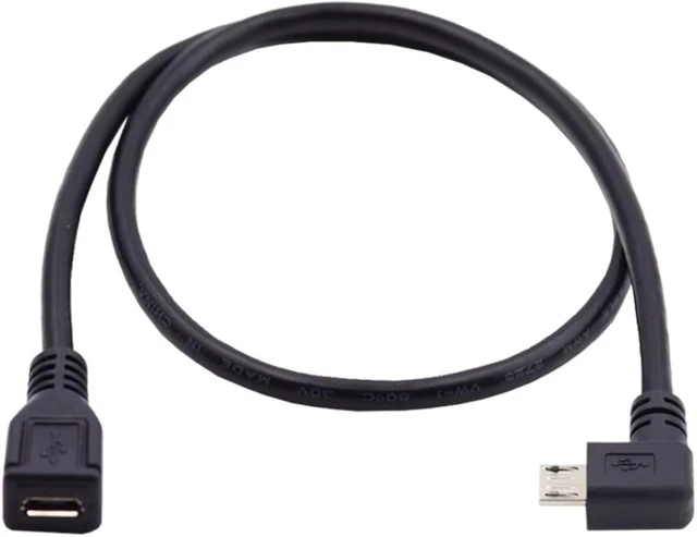 Alt view image 6 of 7 - chenyang CY Micro USB 2.0 Male to Micro USB 2.0 Female Extension Cable Left & Right 90 Degree Angled Full Pin Connected 0.5M