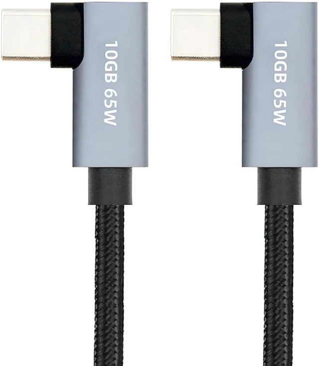 Main image of chenyang 0.98FT USB C to C Cable,USB C 4K@60Hz Video 10Gbps Data Transfer PD 65W Fast Charging Dual 90 Degree Angled Braided Cable