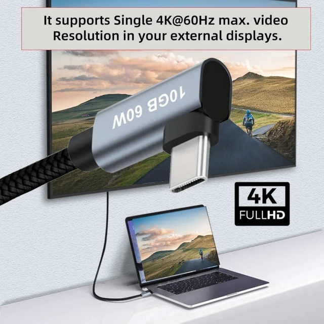 Alt view image 4 of 7 - chenyang 0.98FT USB C to C Cable,USB C 4K@60Hz Video 10Gbps Data Transfer PD 65W Fast Charging Dual 90 Degree Angled Braided Cable