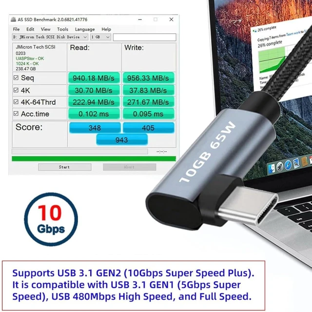 Alt view image 6 of 7 - chenyang 0.98FT USB C to C Cable,USB C 4K@60Hz Video 10Gbps Data Transfer PD 65W Fast Charging Dual 90 Degree Angled Braided Cable