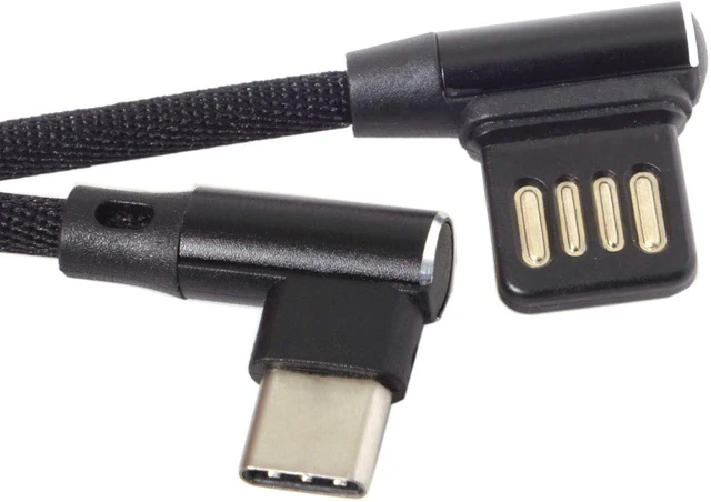 Alt view image 4 of 7 - chenyang 5.91 Inch Short USB C Cable,Dual 90 Degree Angled USB 2.0 to USB C Data Charging Extension Nylon Braided Cable for Power Bank