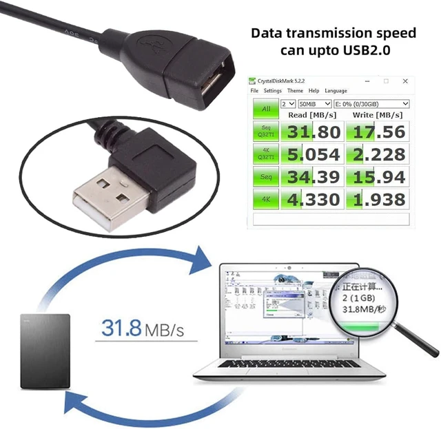 Alt view image 4 of 7 - cablecc Type USB 2.0 Type-A Male Right Angled to USB Female 90 Degree Type Extension Cable 10cm