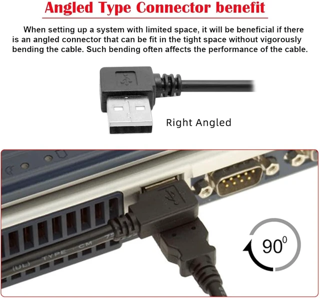 Alt view image 5 of 7 - cablecc Type USB 2.0 Type-A Male Right Angled to USB Female 90 Degree Type Extension Cable 10cm