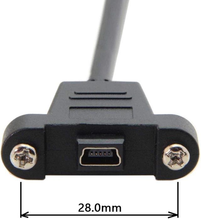 Alt view image 2 of 7 - chenyang Mini USB 5Pin Male to Female Extension Cable Panel Mount Type with Screws 50cm