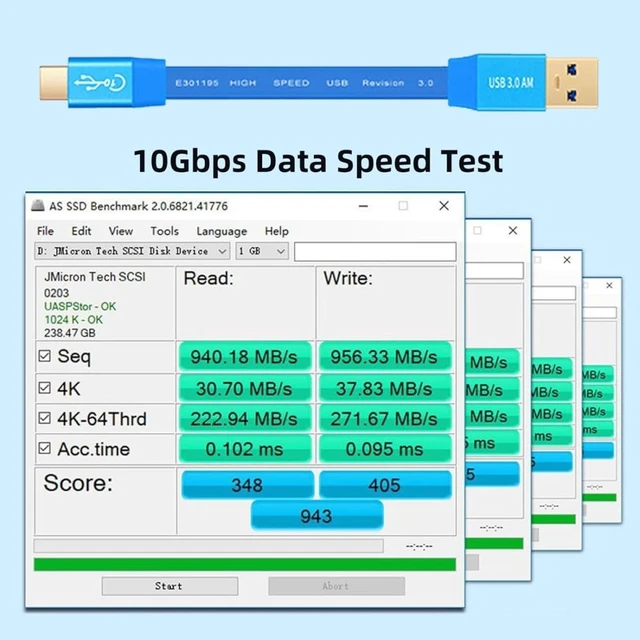 Alt view image 7 of 7 - chenyang USB C Flat Cable, USB 3.0 Male to USB C Male PD 15W Fast Charge 10Gbps Data Transfer Extension Cable 3.28FT/1.0M