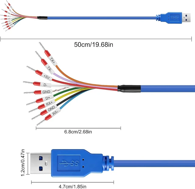 Alt view image 2 of 7 - XMSJSIY USB 3.0 Male to Bare Wire End Fast Charging Cable