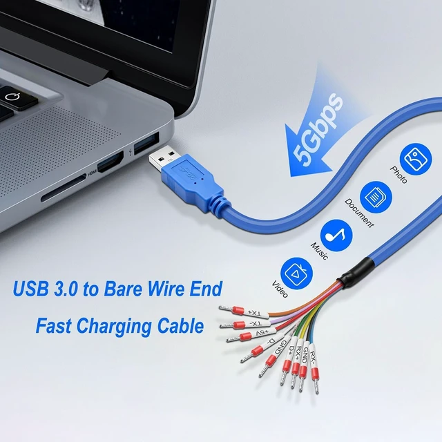 Alt view image 7 of 7 - XMSJSIY USB 3.0 Male to Bare Wire End Fast Charging Cable