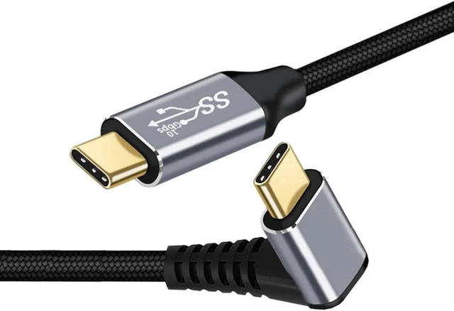 Main image of chenyang USB C Cable,USB 3.1 Gen 2 Type C to C 10Gbps Data Transfer PD 100W Fast Charging 90 Degree UP Angled Nylon Braided Cable Support Video Output 9.84FT/3.0M