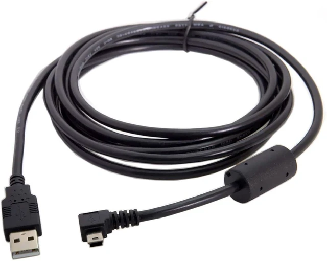 Main image of cablecc Mini USB B Type 5pin Male Left Angled 90 Degree to USB 2.0 Male Data Cable with Ferrite 3.0m