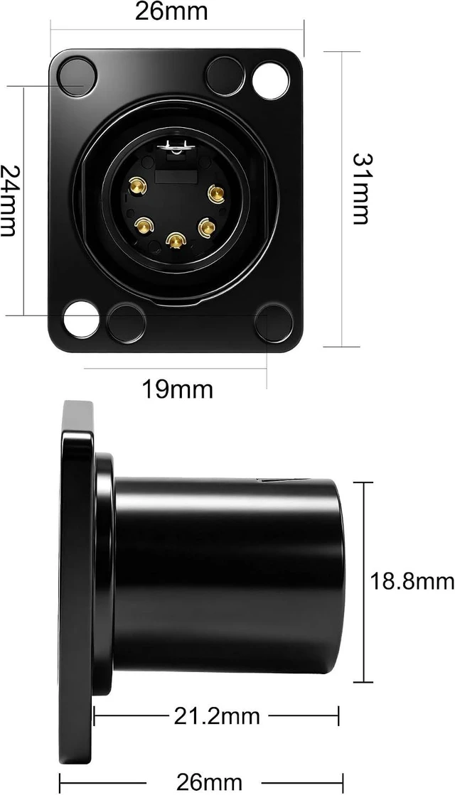 Alt view image 2 of 7 - XMSJSIY D-Type 5 Pin XLR Male Panel Mount Adapter Socket- 2 PCS