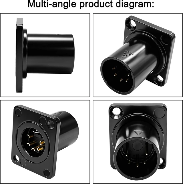 Alt view image 4 of 7 - XMSJSIY D-Type 5 Pin XLR Male Panel Mount Adapter Socket- 2 PCS