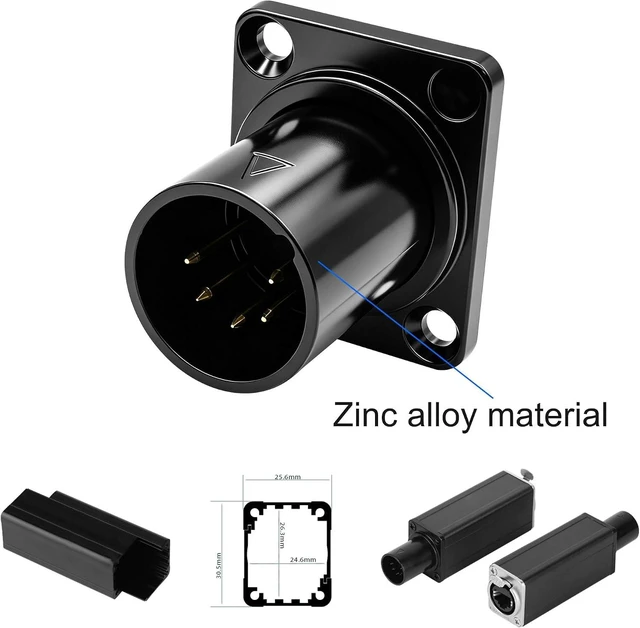 Alt view image 5 of 7 - XMSJSIY D-Type 5 Pin XLR Male Panel Mount Adapter Socket- 2 PCS