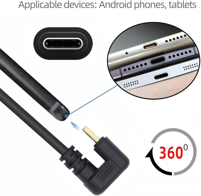 Alt view image 5 of 7 - cablecc Power Data Video 10Gbps USB3.0 Type C to USB-C Male to Male Opposite U Shape Back Angled Cable for NS Switch Phone Laptop