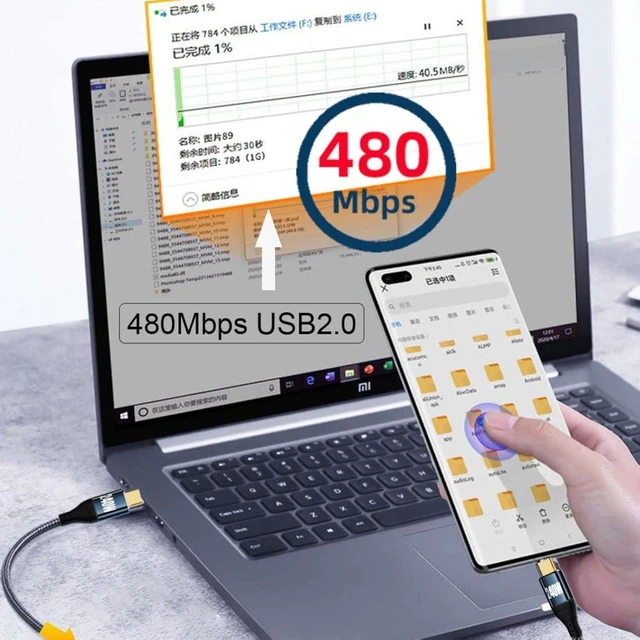 Alt view image 6 of 7 - chenyang USB C to USB C 240W Cable 480Mbps 48V 5A 90 Degree UP Angled Compatible with USB2.0 100W Charging 1.0M