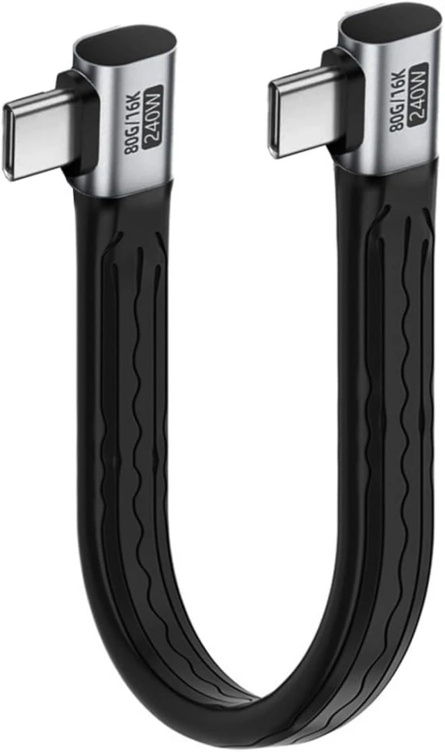 Main image of chenyang 5.12 Inch USB C Short Flat Cable,Dual 90 Degree Angled Support PD 240W/80Gbps/16K@30Hz Video/OTG Compatible with Thunderbolt3/4