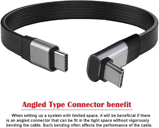 Alt view image 5 of 7 - cablecc USB5.0 80Gbps Flat Slim FPC Male to Male 240W 16K 8K 60Hz 5K Extension Cable Up Angled 90 Degree 20cm Compatible with 40Gbps USB4.0 Thunderbolt3/4/5