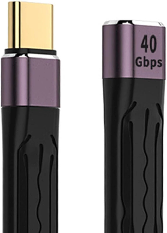 Main image of cablecc USB4 Extension Cable Slim Flat Male to Female 40Gbps 13cm with 100W Charging and 8K@60Hz Compatible with Thunderbolt3/4