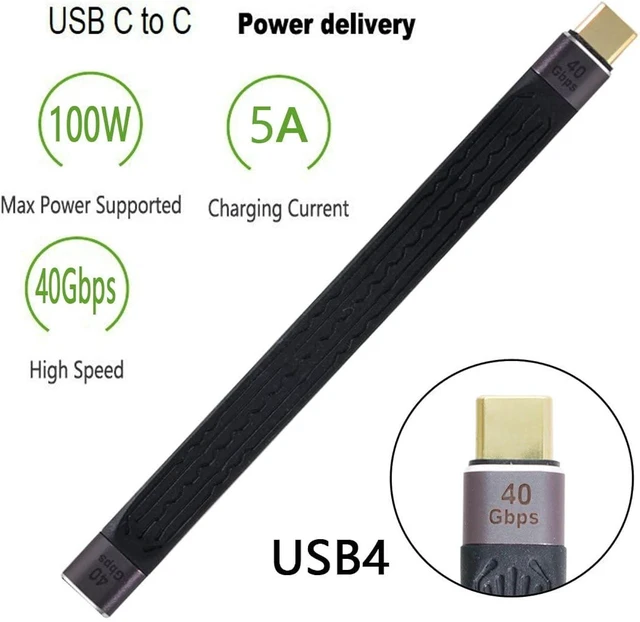 Alt view image 4 of 7 - cablecc USB4 Extension Cable Slim Flat Male to Female 40Gbps 13cm with 100W Charging and 8K@60Hz Compatible with Thunderbolt3/4