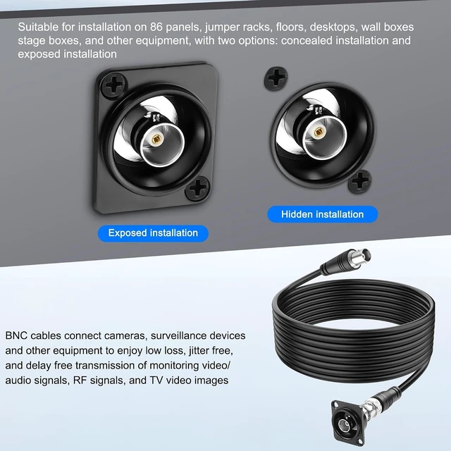 Alt view image 6 of 7 - XMSJSIY D-Type BNC Panel Mount to BNC Cable RG59 Extension Cable - 3M/9.8FT