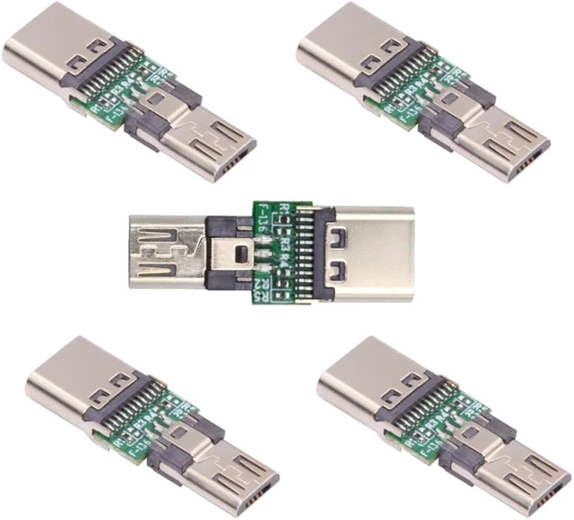 Main image of cablecc 5pcs/lot 5Pin 480Mbps Micro USB 2.0 Male Connector to Type-C USB-C Female 5V Power Data PCBA Adapter for Tablet Phone Laptop