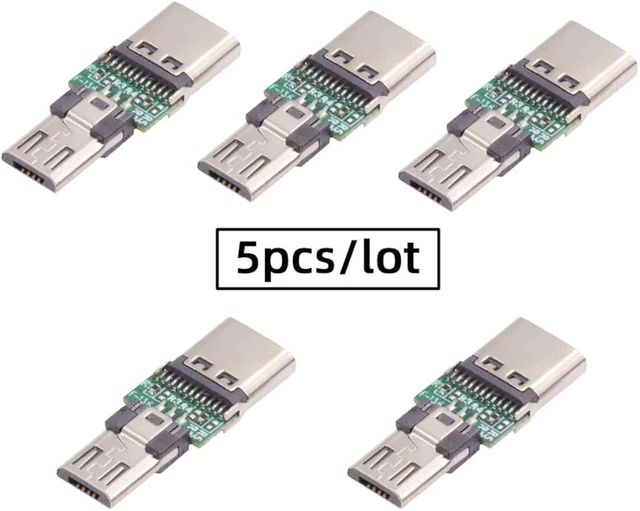 Alt view image 3 of 7 - cablecc 5pcs/lot 5Pin 480Mbps Micro USB 2.0 Male Connector to Type-C USB-C Female 5V Power Data PCBA Adapter for Tablet Phone Laptop