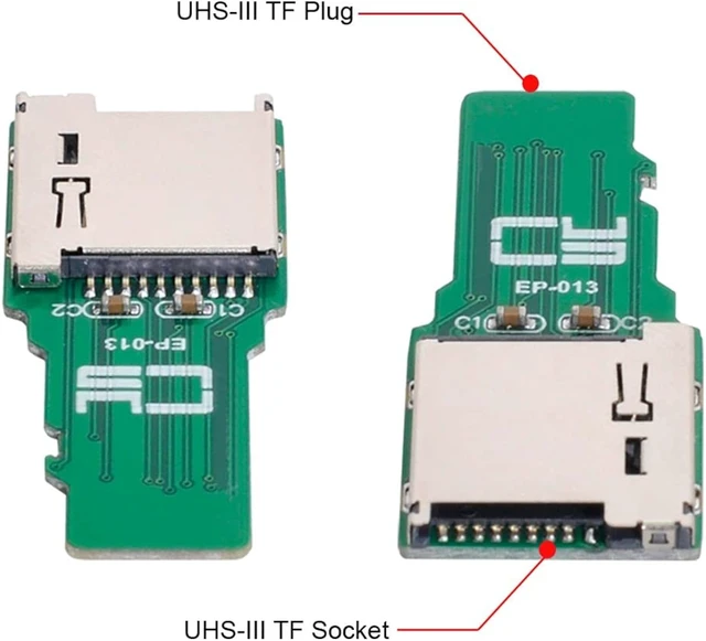 Alt view image 2 of 7 - Chenyang TF Micro SD Card Male Extender to TF Card Female Extension Adapter PCBA SD/SDHC/SDXC UHS-III UHS-3 UHS-2