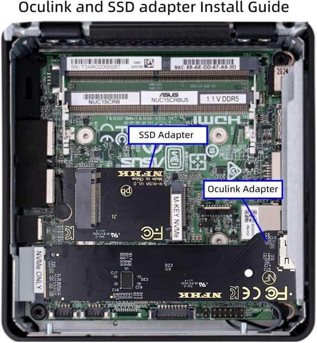 Alt view image 6 of 7 - chenyang PCI Express 5.0/4.0 M.2 to NVME/Oculink SFF-8612 Adapter for NUC 15 Pro NUC15CRH Built-in Port Upgrade Expansion Adapter